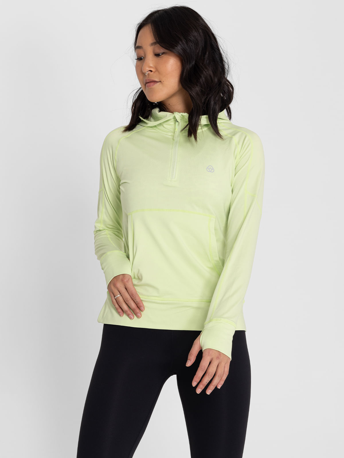 Polerón Hoodie Mujer Half Zipper Limón Bsoul