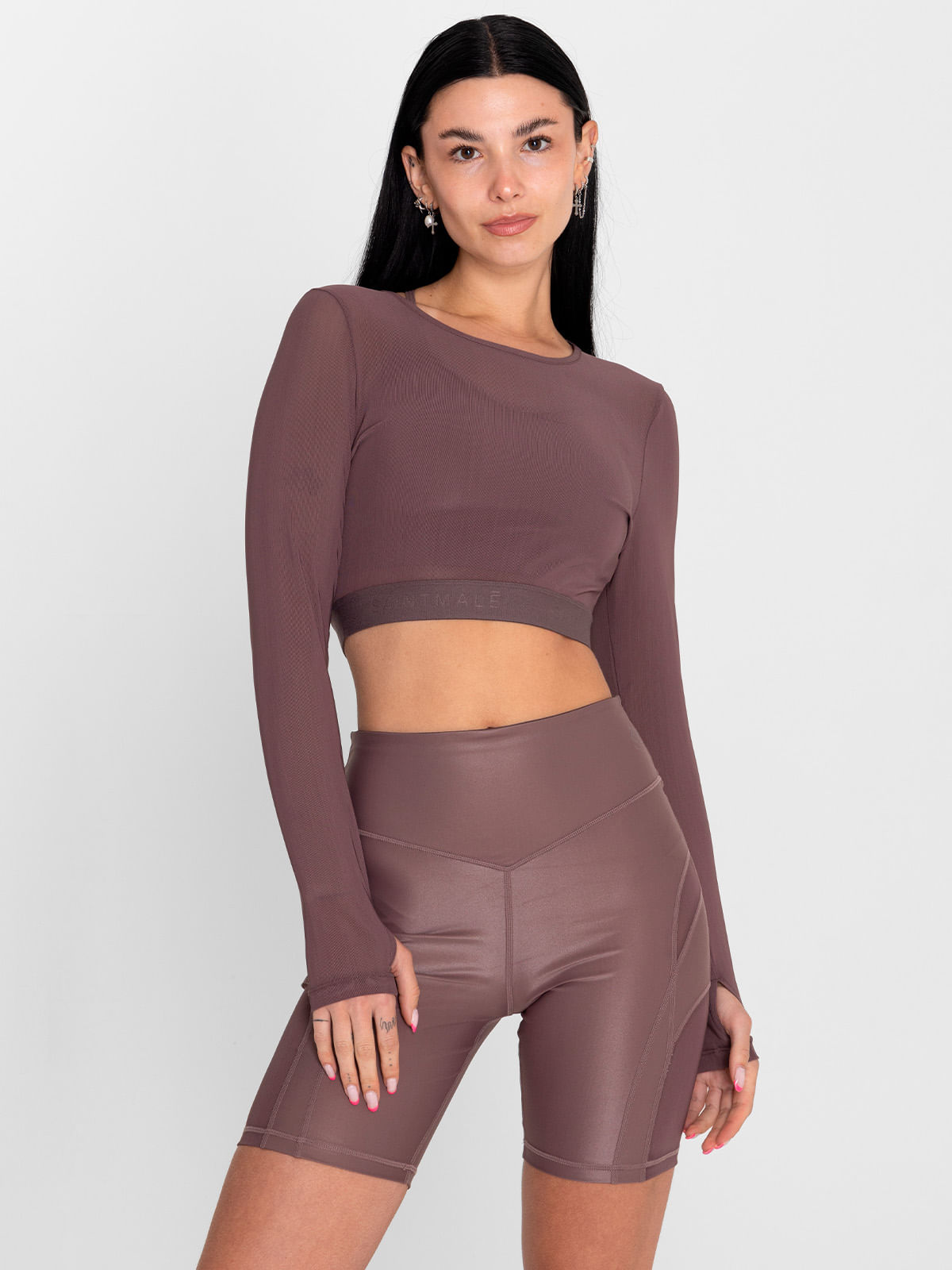 Peto Mujer LS Crop Top SAINTMALĒ Marrón