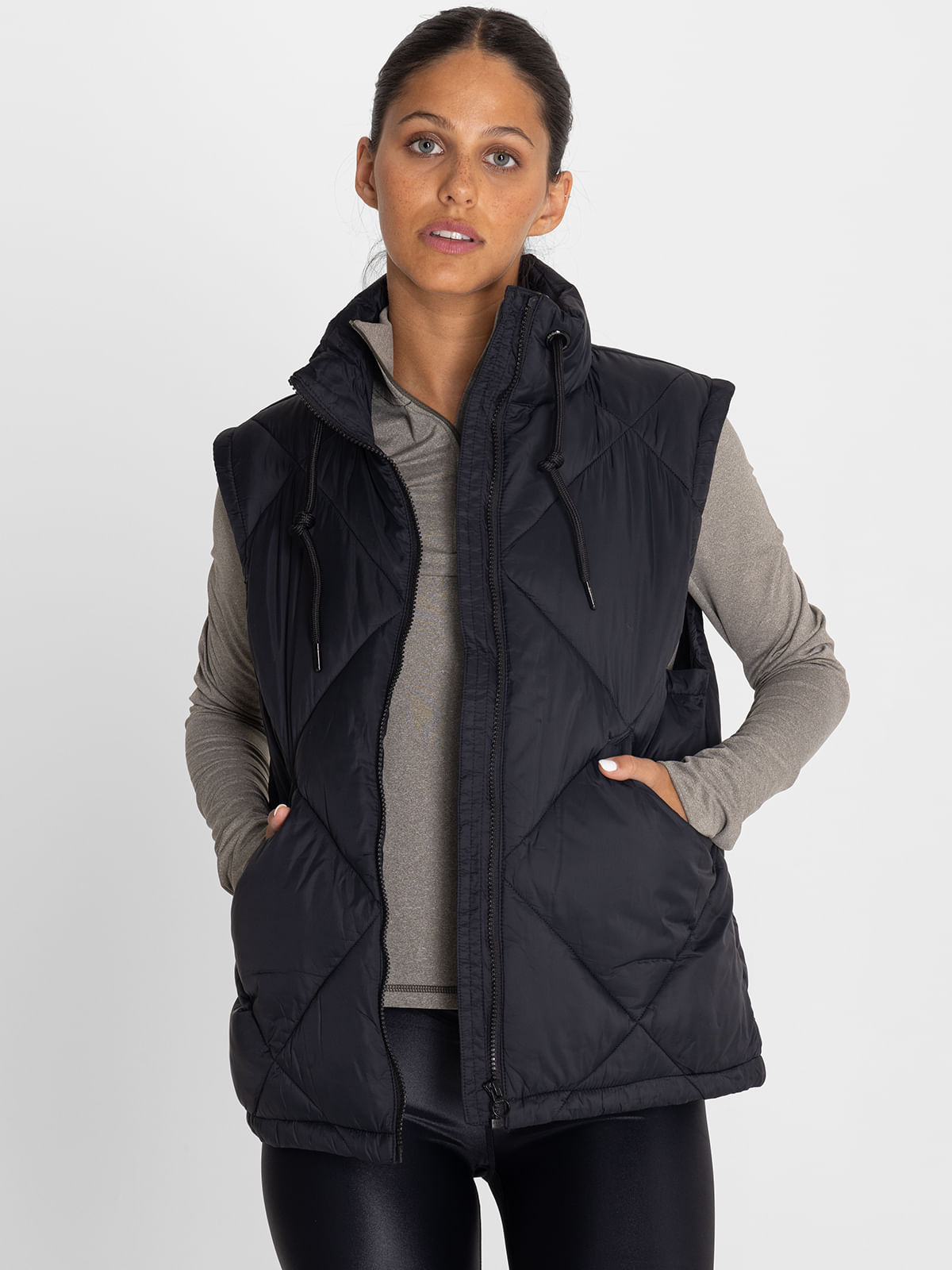 Parka Mujer Vest Quilted Negra Bsoul