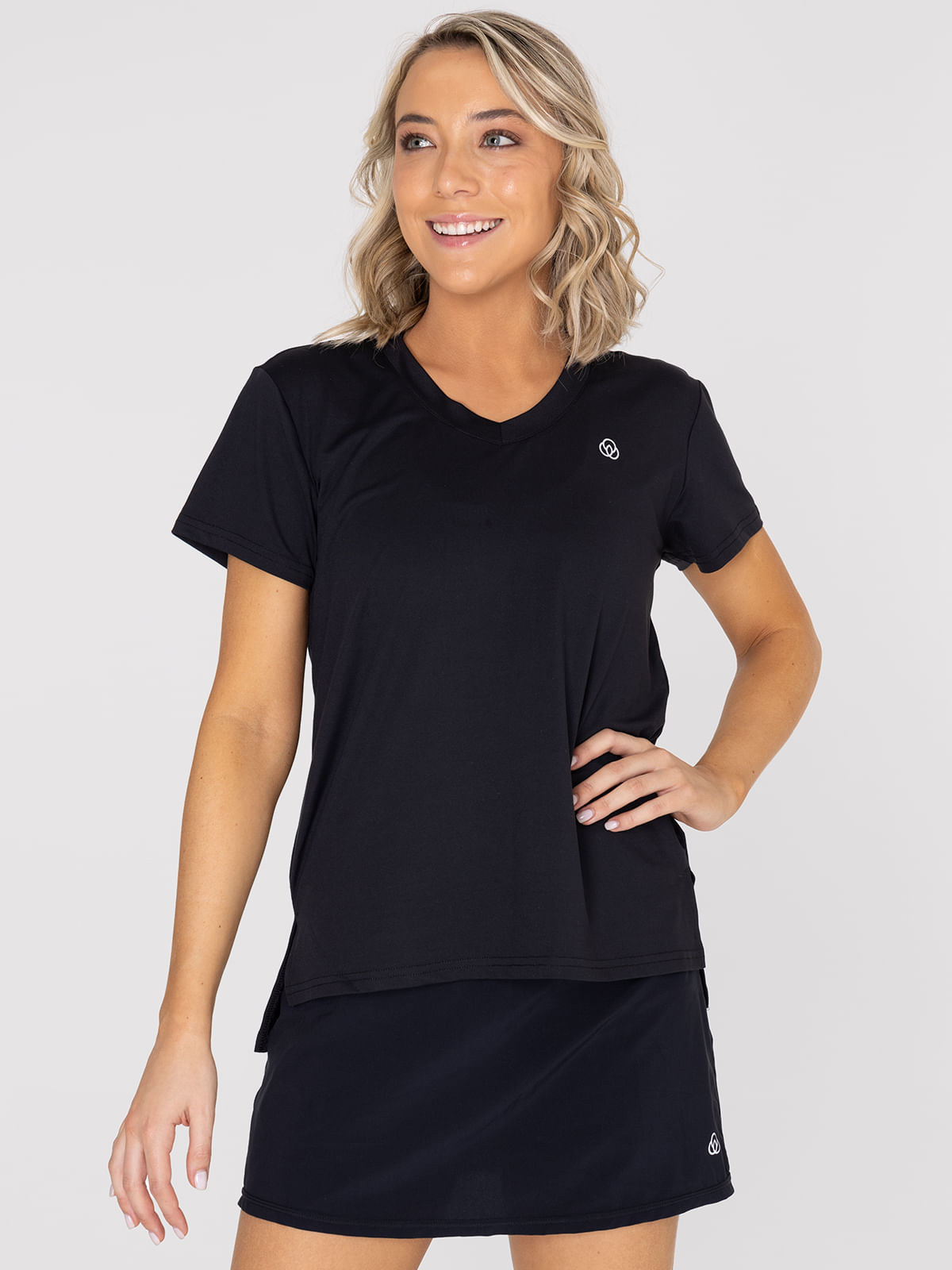 Polera Mujer Manga Corta V Neck Negro Bsoul