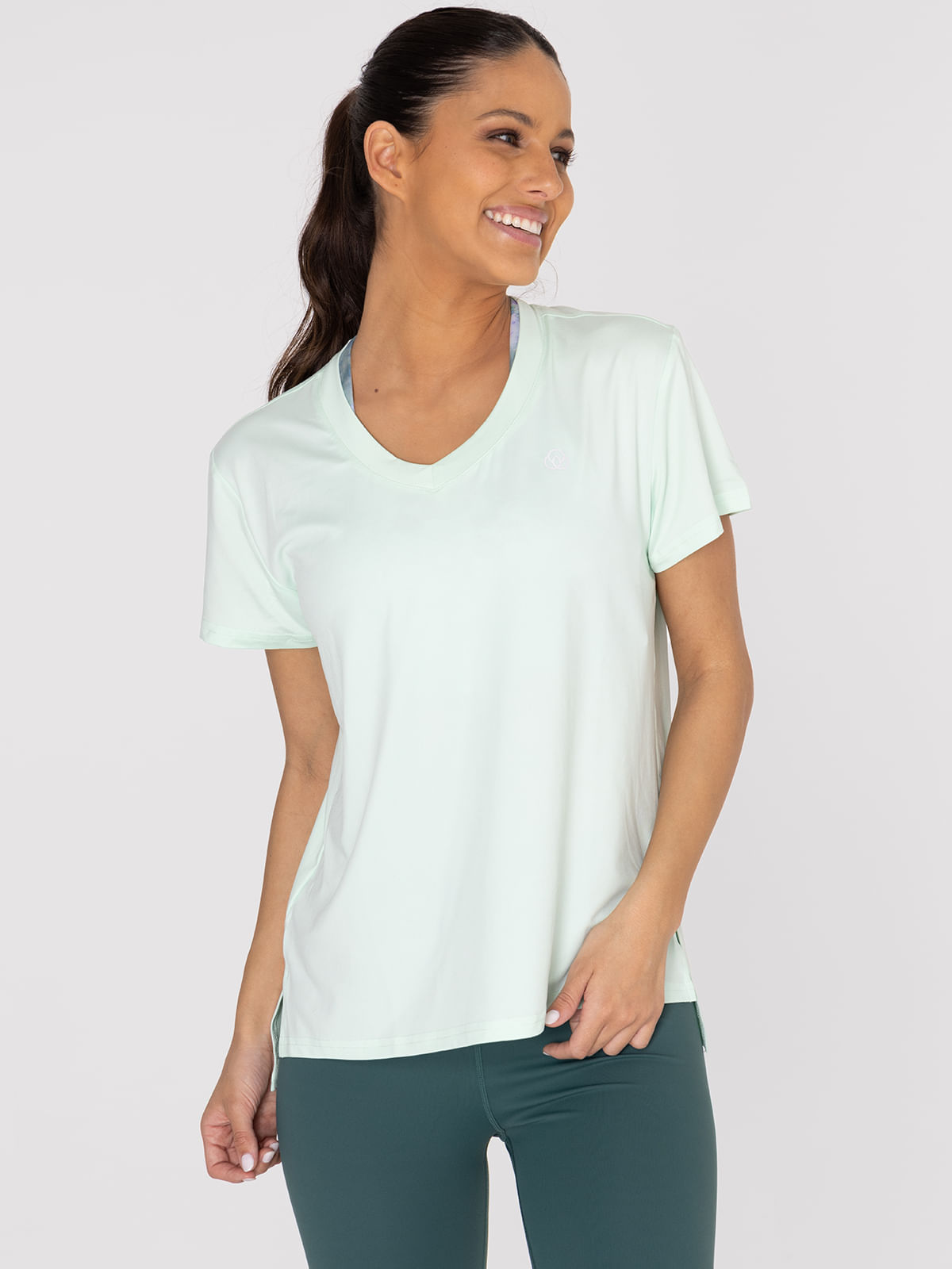 Polera Mujer Manga Corta V Neck Menta Bsoul