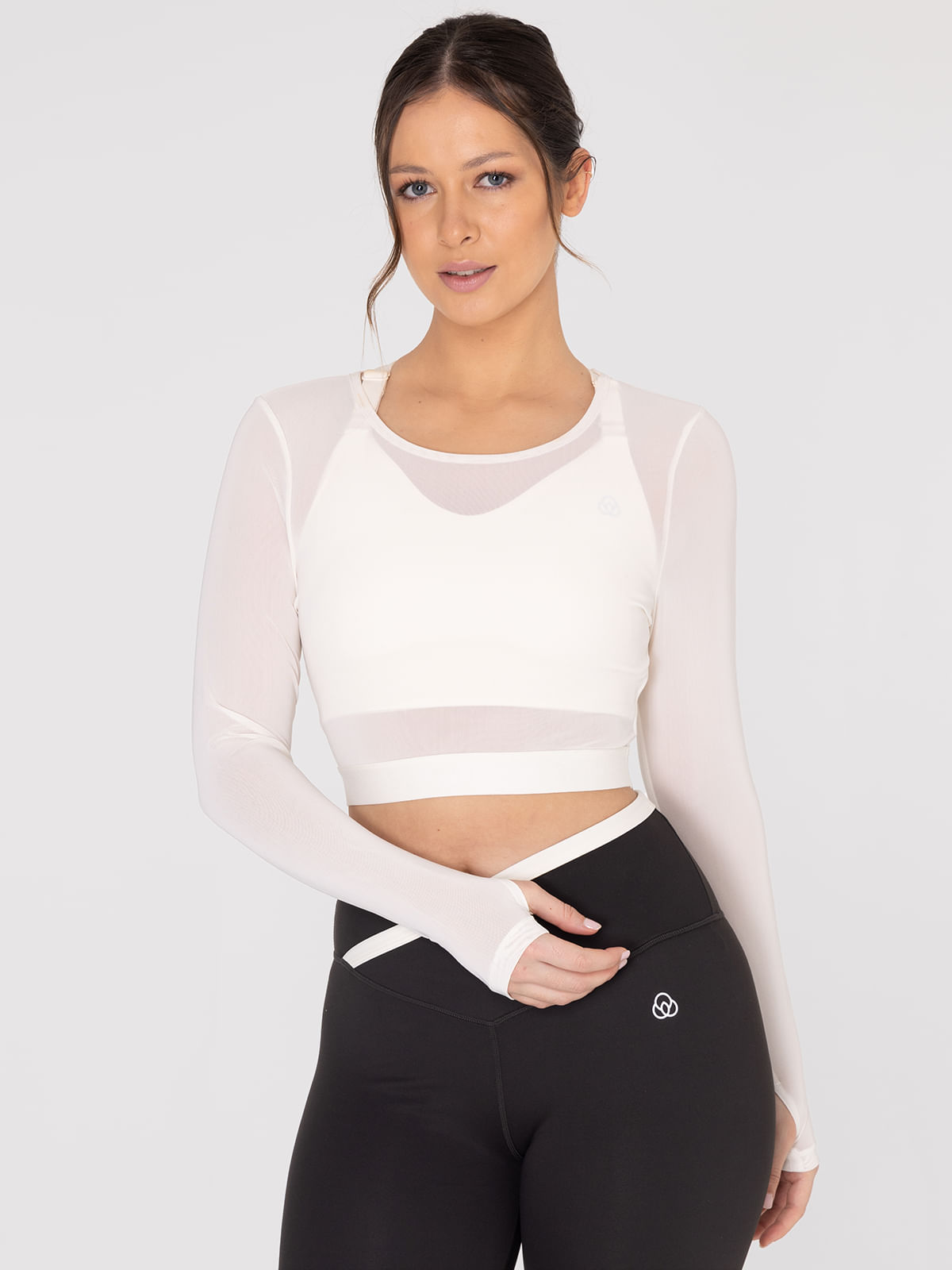 Crop Top Mujer Manga Larga Blanca Bsoul