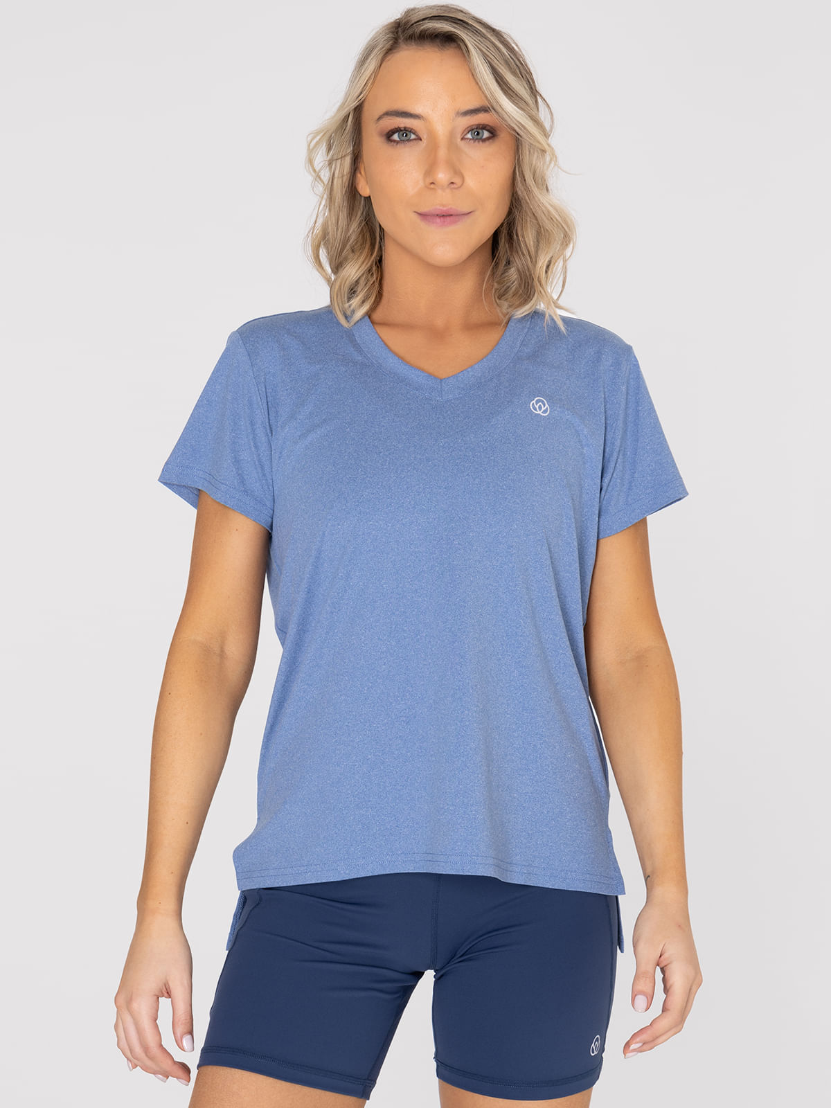 Polera Mujer Manga Corta V Neck Azul Claro Bsoul