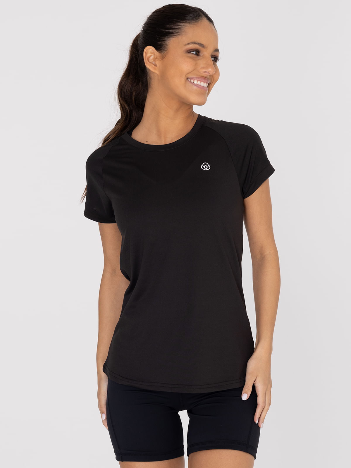 Polera Manga Corta  Mujer V Neck Negra Bsoul