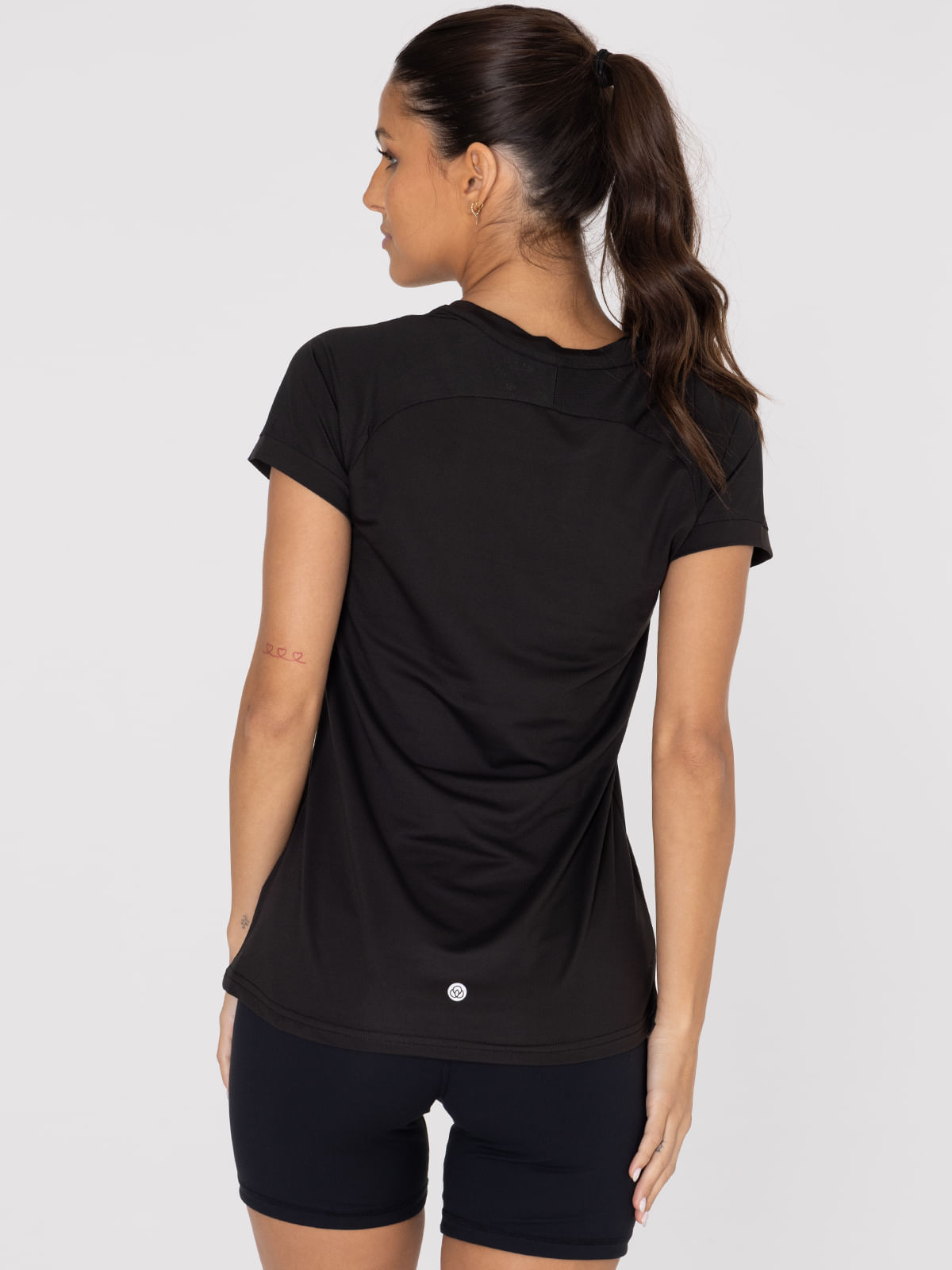 Polera Manga Corta  Mujer V Neck Negra Bsoul