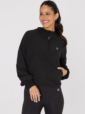 Polerón Mujer Half Zip Demi Negro Bsoul