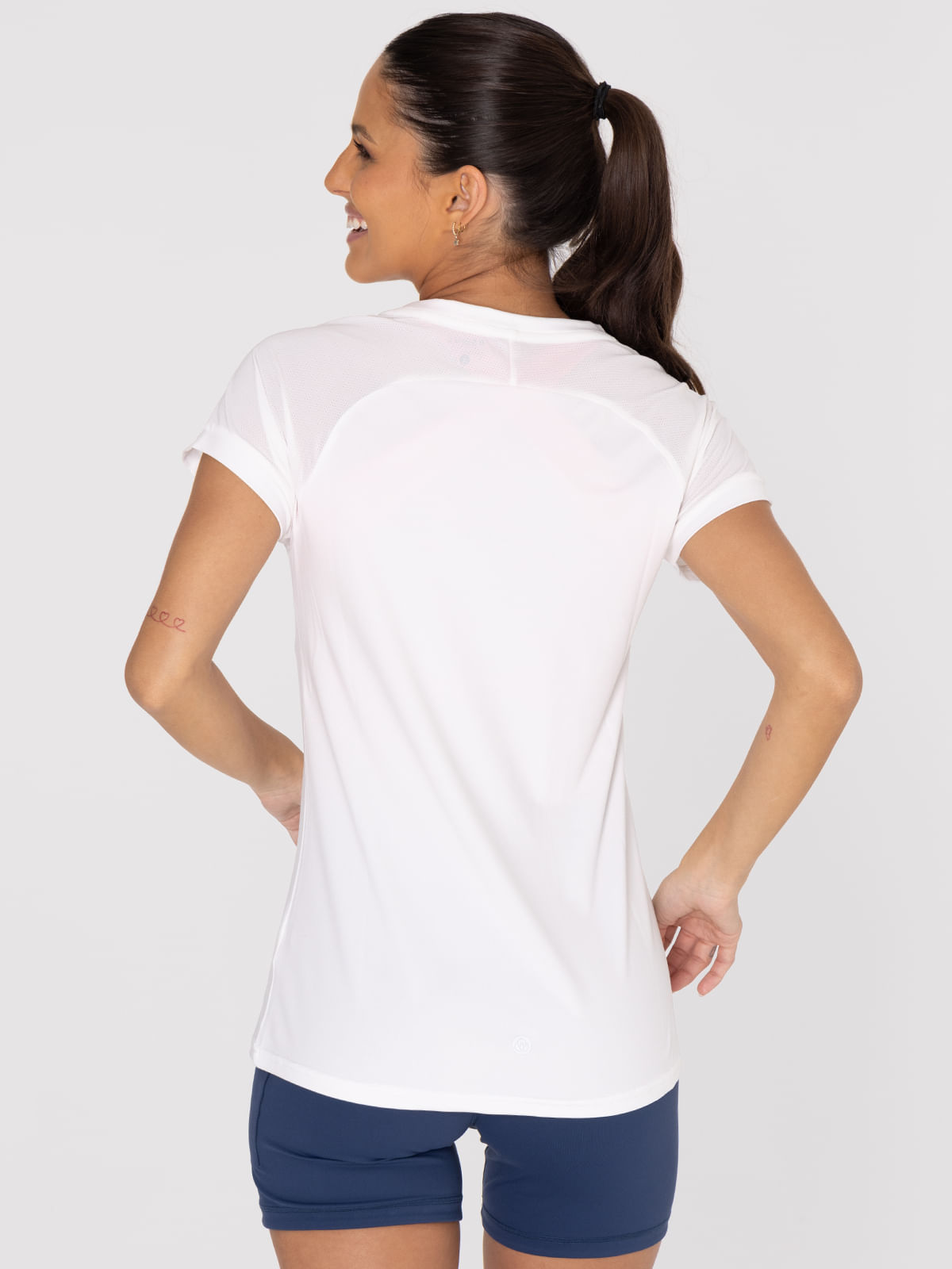 Polera Manga Corta  Mujer V Neck Blanca Bsoul