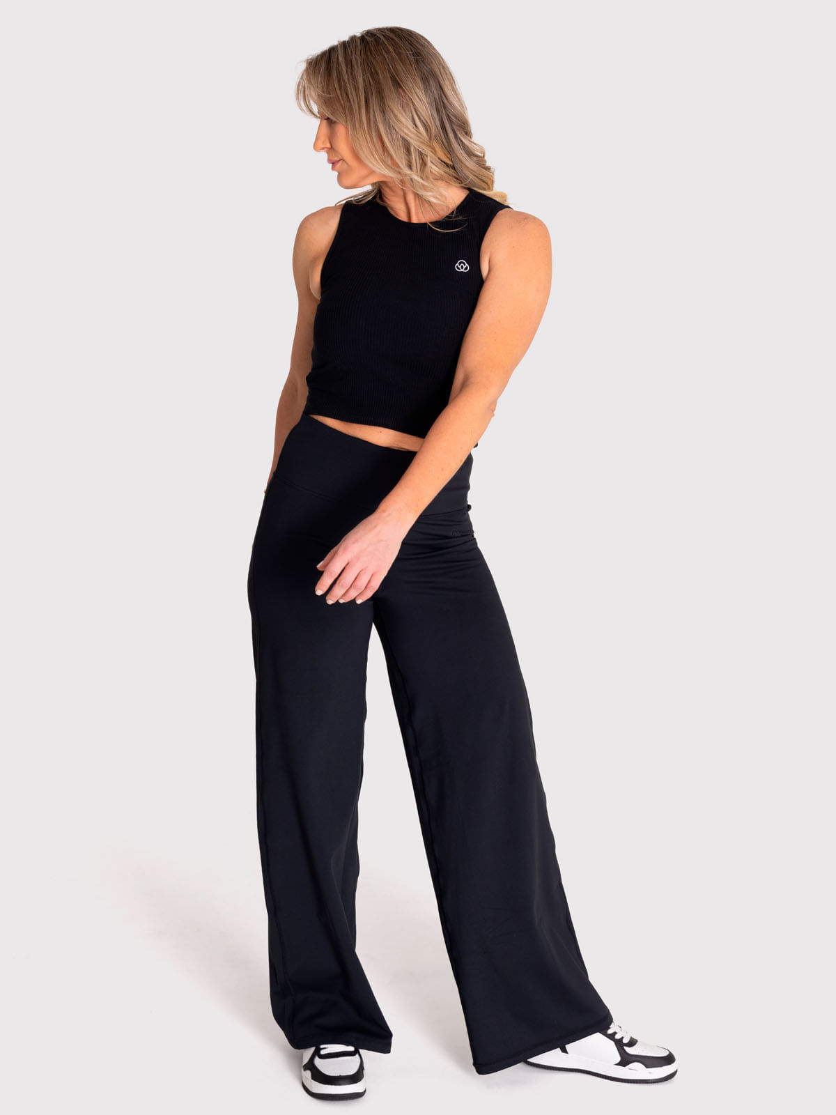 Pantalón Mujer Wide Leg Negro Bsoul