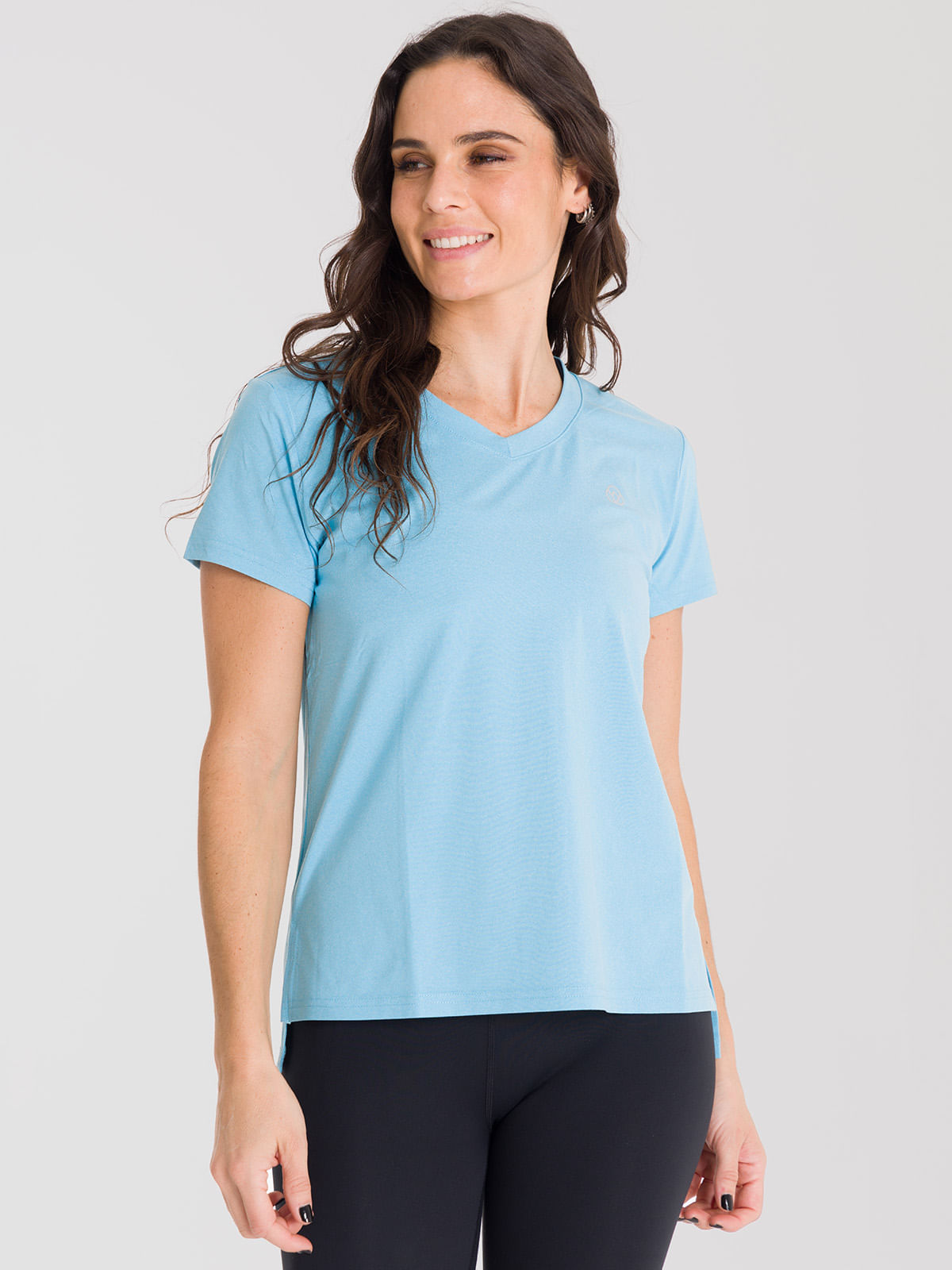 Polera Mujer V-Neck Celeste Bsoul