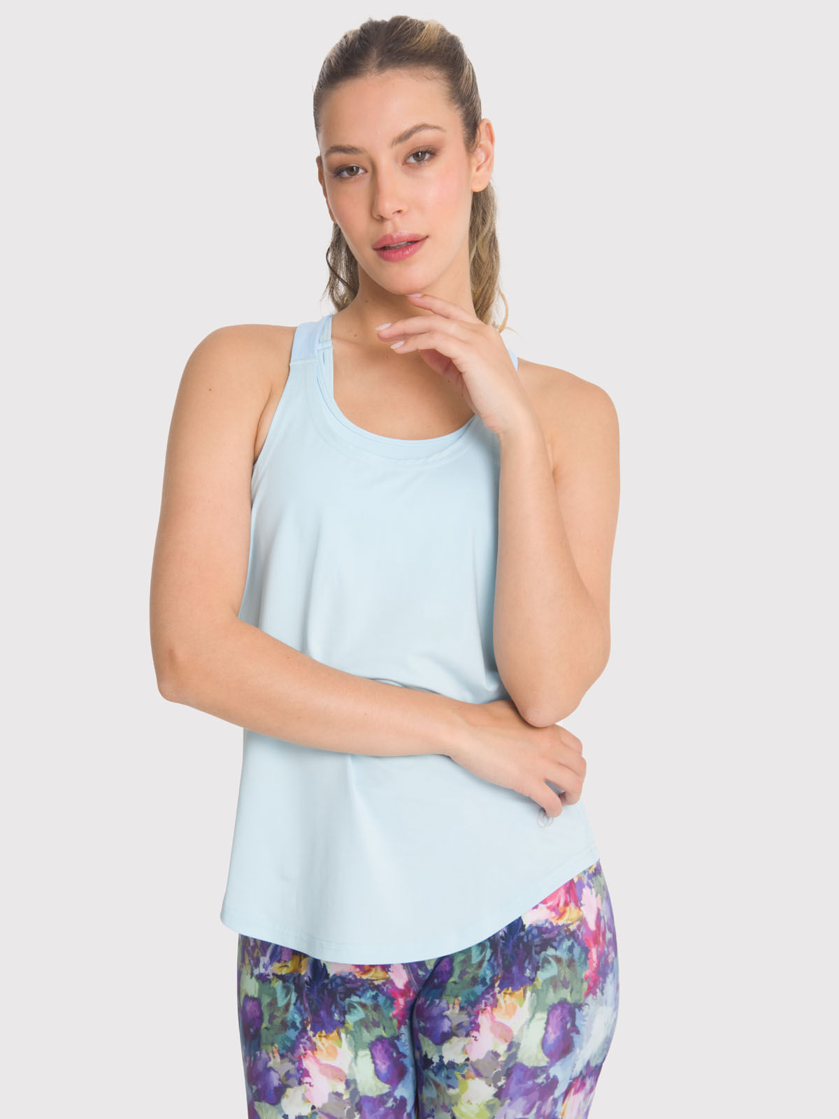 Polera Mujer Training Tank Celeste Bsoul