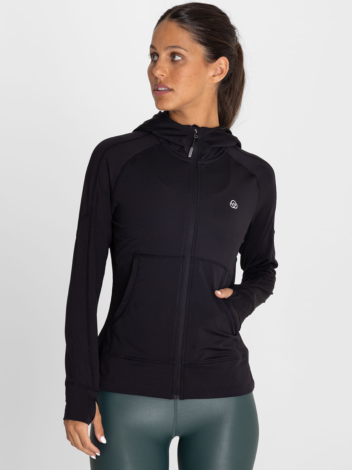 Poleron Mujer  F. Zip Hoodie Warmer Negra Bsoul