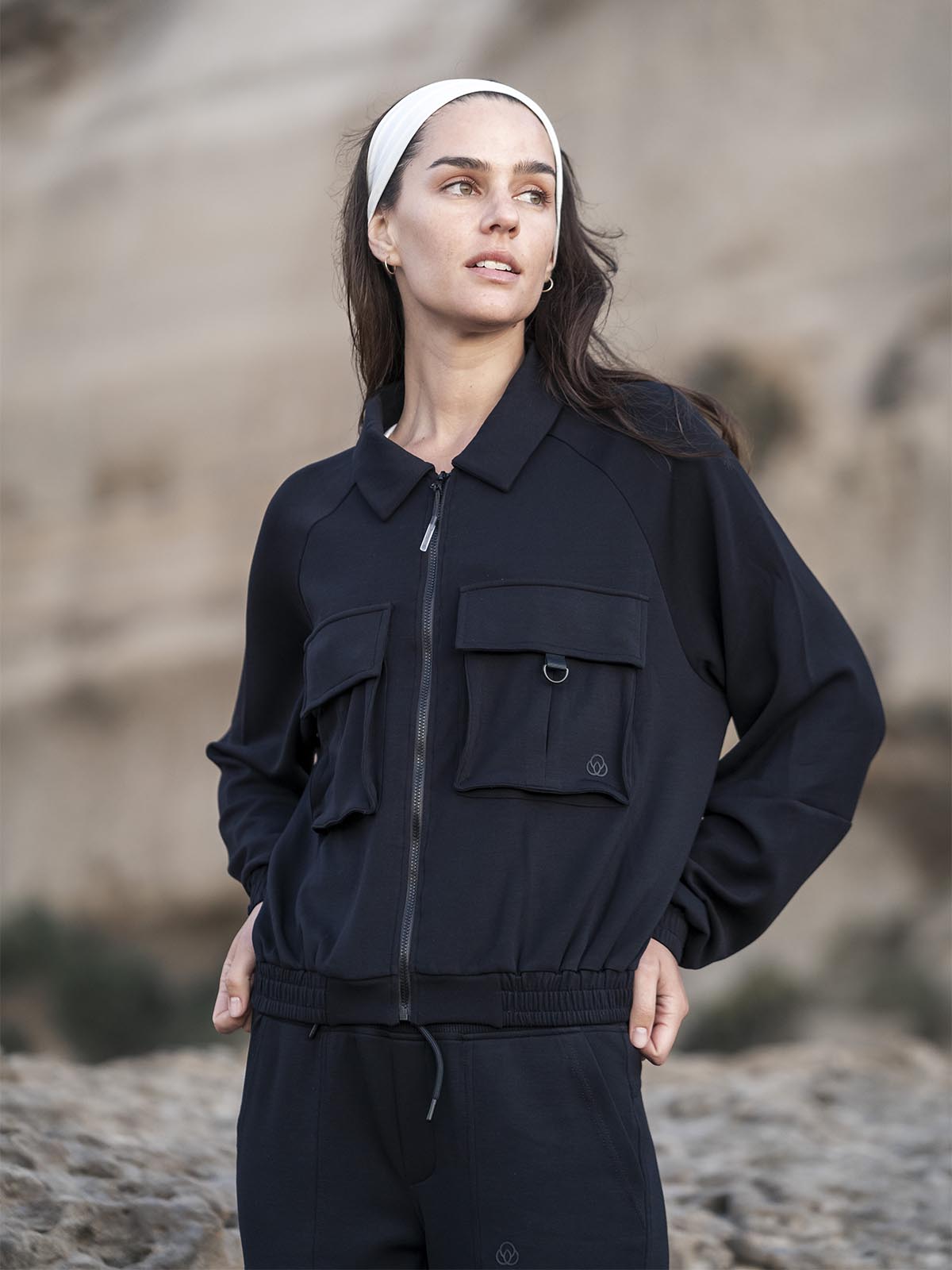 Poleron Mujer Modal Full Zipper Negro Bsoul