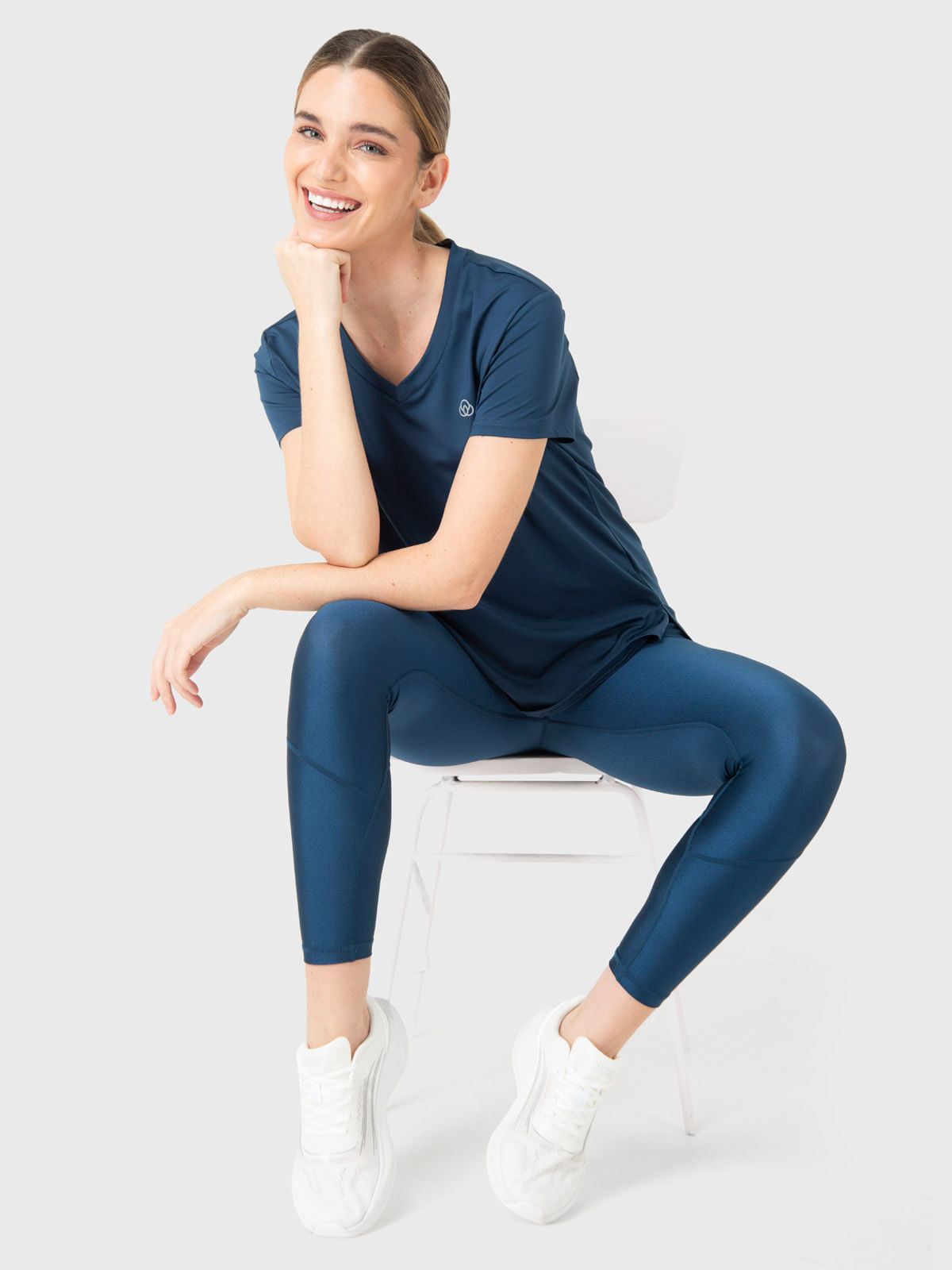 Polera Mujer V-Neck Azul Bsoul