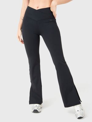Calza Mujer Split Hem Flare Legg Negra Bsoul